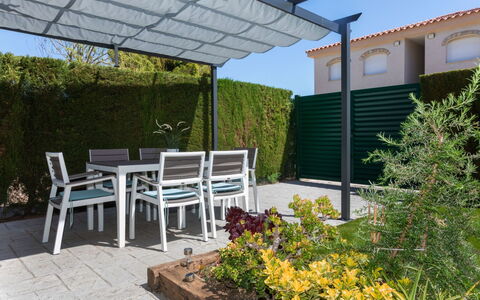 Villa Verdi 11: Plant, Table, Building, Property, Furniture, Shade, Chair, Grass, Architecture, Outdoor Furniture