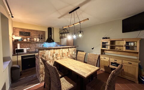 Grossschönau 111: Property, Cabinetry, Wood, Shelf, Lighting, Countertop, Interior Design, Kitchen, Living Room, Table