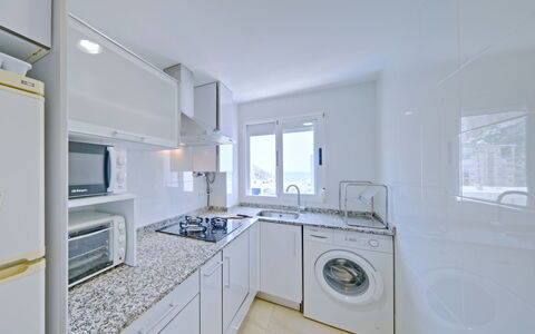 La Luz 12: Cabinetry, Countertop, Kitchen Stove, Plumbing Fixture, Tap, Sink, Kitchen, Kitchen Appliance, Home Appliance, Flooring