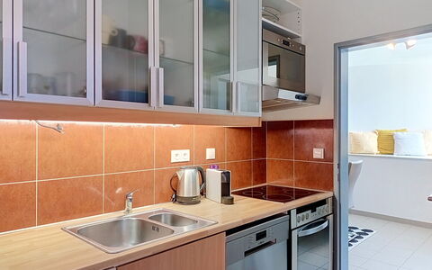 Harrachov 67: Kitchen, Countertop, Major Appliance, Kitchen Appliance, Interior Design, Cabinetry, Flooring, Wood, Kitchen Sink, Ceiling