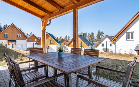 Lakeside Village 38 (+ Sauna): Sky, Building, Furniture, Property, Table, Window, Wood, Shade, Porch, Chair