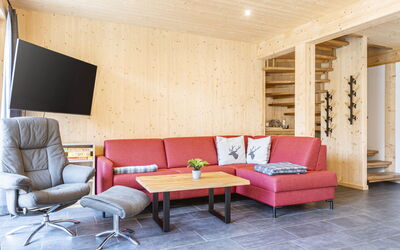 #6A mit Sauna & Pool 180.15: Furniture, Property, Table, Couch, Decoration, Interior Design, Living Room, Studio Couch, Comfort, Architecture