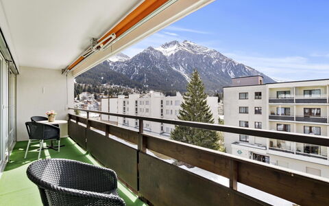 Nr.78 Haus Ladina: Sky, Building, Property, Furniture, Window, Wood, Mountain, Tree, Shade, Chair