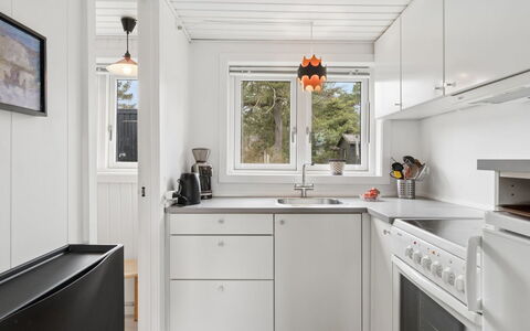Talvikki - 250M from the Sea: Kitchen, Countertop, Kitchen Appliance, Major Appliance, Interior Design, Flooring, Wood, Cabinetry, Ceiling, Home Appliance