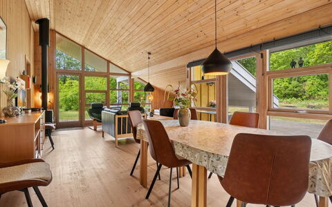 Ailen - 500M from the Sea: Flooring, Interior Design, Wood, Ceiling, Furniture, Wood Flooring, Floor, Kitchen & Dining Room Table, Chair, Living Room