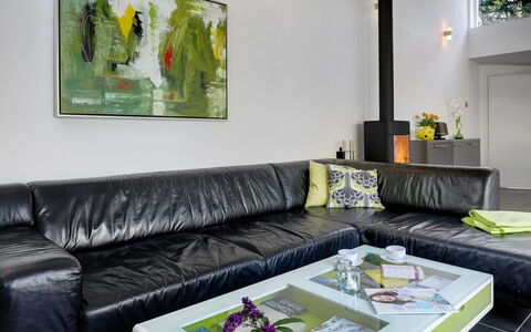 Elza - 800M from the Sea: Furniture, Interior Design, Couch, Wall, Flooring, Floor, Living Room, Home, Lighting, Table