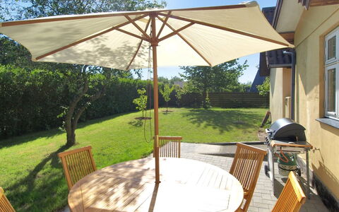 Ødmar - 400M from the Sea: Furniture, Wood, Outdoor Furniture, Umbrella, Outdoor Table, Chair, Shade, Wood Stain, Hardwood, Garden