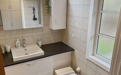 Alde - 300M from the Sea: Bathroom Sink, Plumbing Fixture, Sink, Bathroom, Bathroom Cabinet, Cabinetry, Flooring, Interior Design, Tap, Floor