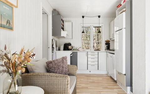 Blakke - 250M from the Sea: Interior Design, Flooring, Wood, Floor, Furniture, Major Appliance, Kitchen, Room, Ceiling, Home
