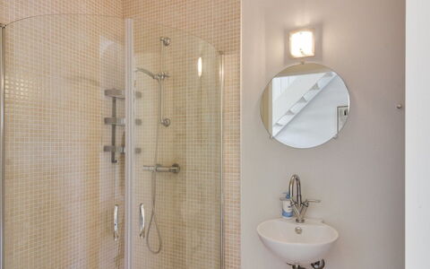 Gyta - 500M from the Sea: Bathroom, Wall, Plumbing Fixture, Interior Design, Flooring, Floor, Ceiling, Plumbing, Mirror, Lighting
