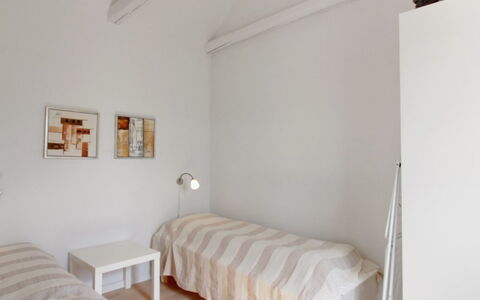Tinne - 400M from the Sea: Bed, Interior Design, Bedroom, Flooring, Wall, Floor, Furniture, Wood, Ceiling, Bed Sheet