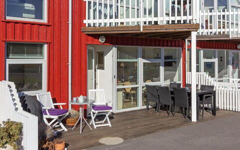 Halldora - 10M from the Sea: Outdoor Furniture, Shade, Balcony, Chair, Porch, Deck, Outdoor Table, Flowerpot, Kitchen & Dining Room Table, Houseplant