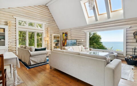 Heli - 200M from the Sea: Wood, Cottage, Home, Ceiling, Living Room, Couch, Hardwood, Wood Flooring, Log Cabin