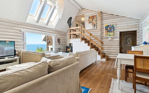 Heli - 200M from the Sea: Wood, Furniture, Interior Design, Ceiling, Home, Couch, House, Living Room, Cottage, Wood Flooring