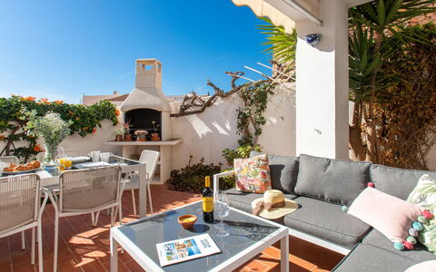 Capuchinos San Juan de Capistrano: Table, Furniture, Property, Plant, Couch, Sky, Azure, Chair, Lighting, Outdoor Furniture