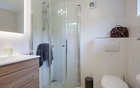 Anemette - 100M from the Sea: Bathroom, Flooring, Interior Design, Floor, Wall, Plumbing Fixture, Bathroom Sink, Bathroom Cabinet, Toilet, Plumbing
