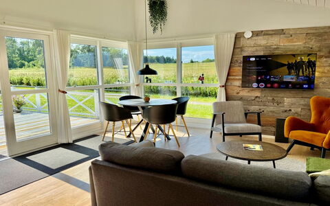 Helemine - 2.8Km from the Sea: Furniture, Interior Design, Flooring, Wood, Floor, Chair, Ceiling, Living Room, Couch, Table