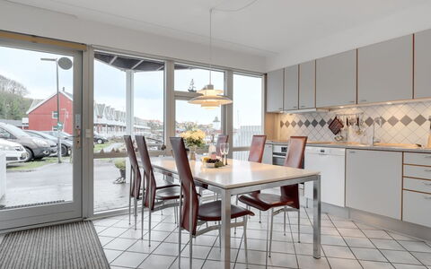 Armela - 10M from the Sea: Flooring, Furniture, Interior Design, Floor, Ceiling, Kitchen, Chair, Light Fixture, Countertop, Lighting