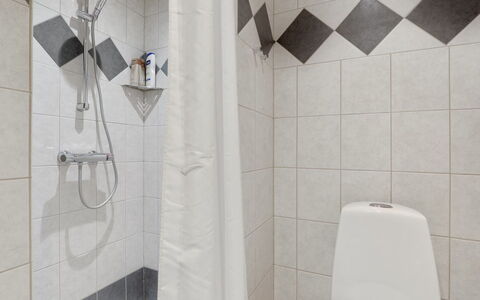 Armela - 10M from the Sea: Flooring, Plumbing Fixture, Floor, Interior Design, Bathroom, Tile, Plumbing, Toilet, Shower