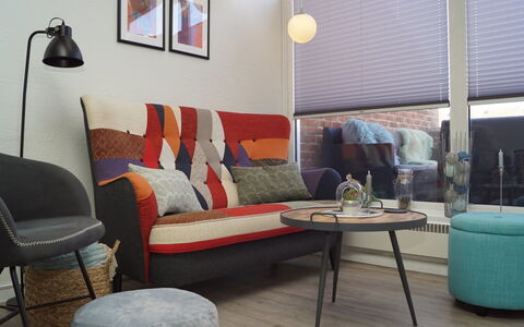 Seppe - 500M from the Sea: Furniture, Interior Design, Flooring, Home, Living Room, Room, Floor, Cushion, Apartment, Chair