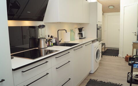 Seppe - 500M from the Sea: Kitchen Appliance, Kitchen, Countertop, Major Appliance, Flooring, Interior Design, Cabinetry, Wood, Home Appliance, Sink