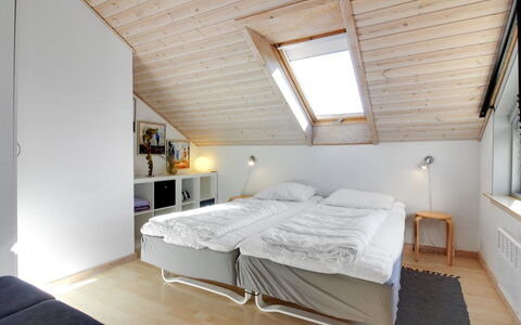Lothen - 500M from the Sea: Interior Design, Furniture, Bed, Wood, Bedroom, Ceiling, Flooring, Floor, Room, Lighting