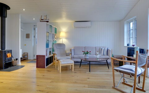 Sofine - 250M from the Sea: Furniture, Flooring, Interior Design, Floor, Wood Flooring, Wood, Ceiling, Living Room, Room, Lighting
