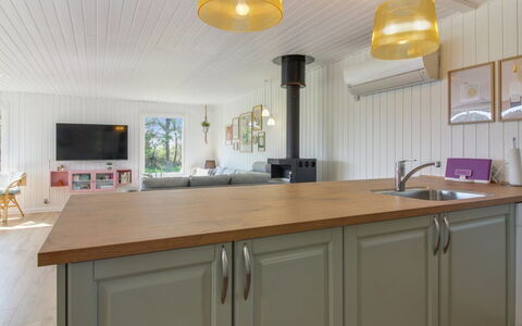 Herma - 300M from the Sea: Flooring, Kitchen, Countertop, Interior Design, Furniture, Wood, Floor, Cabinetry, Ceiling, Kitchen Appliance