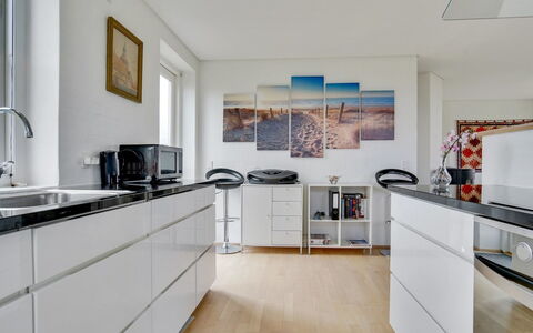Adrian - 200M from the Sea: Kitchen, Flooring, Interior Design, Countertop, Cabinetry, Wood, Kitchen Appliance, Floor, Furniture, Home
