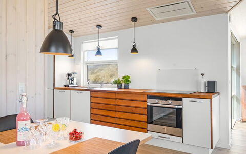 Ingela - 350M from the Sea: Flooring, Interior Design, Furniture, Wood, Countertop, Kitchen, Ceiling, Floor, Light Fixture, Cabinetry