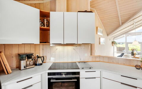 Kiran - 200M from the Sea: Kitchen, Countertop, Kitchen Appliance, Cabinetry, Wood, Interior Design, Flooring, Major Appliance, Ceiling, Light Fixture