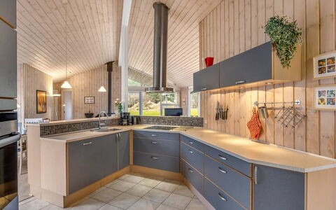 Beeke - 1.4Km from the Sea: Kitchen, Countertop, Interior Design, Flooring, Wood, Ceiling, Cabinetry, Light Fixture, Furniture, Kitchen Appliance