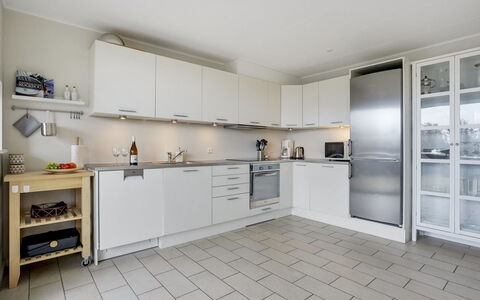 Katharine - 600M from the Sea: Kitchen, Kitchen Appliance, Flooring, Countertop, Major Appliance, Floor, Interior Design, Cabinetry, Ceiling, Furniture