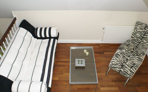 Swarthovde - 300M from the Sea: Furniture, Flooring, Floor, Wood, Interior Design, Wood Flooring, Home, Room, Living Room, Couch