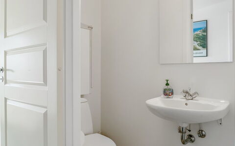Anya - 650M from the Sea: Wall, Flooring, Plumbing Fixture, Floor, Interior Design, Bathroom Sink, Bathroom, Sink, Toilet, Tap