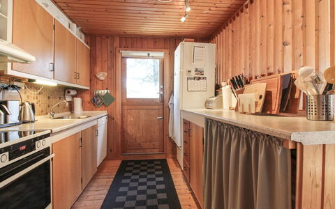 Lis - 300M from the Sea: Wood, Kitchen, Kitchen Appliance, Flooring, Countertop, Major Appliance, Interior Design, Cabinetry, Furniture, Floor