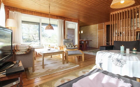 Lis - 300M from the Sea: Furniture, Interior Design, Flooring, Floor, Room, Wood, Ceiling, Couch, Wood Flooring, Living Room
