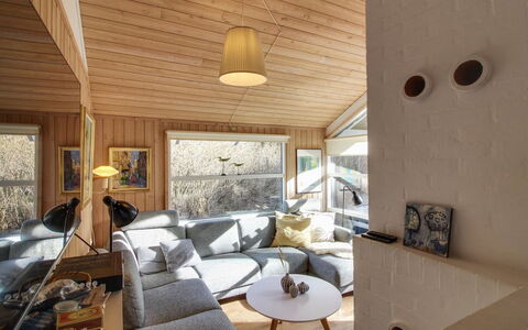 Ømod - 300M from the Sea: Interior Design, Wood, Flooring, Ceiling, Furniture, Floor, Couch, Living Room, Room, Light Fixture