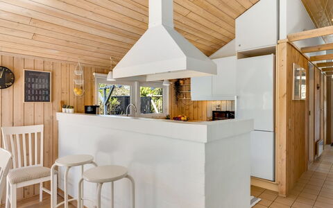 Ømod - 300M from the Sea: Interior Design, Flooring, Furniture, Floor, Kitchen, Wood, Ceiling, Light Fixture, Countertop, Lighting