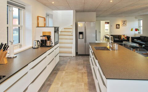 Halldis - 600M from the Sea: Kitchen, Flooring, Countertop, Interior Design, Cabinetry, Floor, Wood, Ceiling, Furniture, Kitchen Appliance