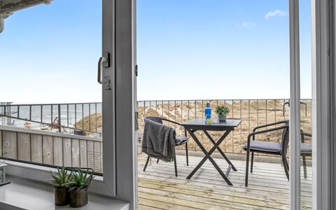 Radica - 50M from the Sea: Wood, Furniture, Floor, Balcony, Chair, Deck, Hardwood, Sea, Wood Flooring, Apartment