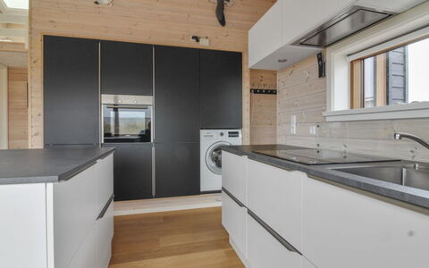 Tuire - 250M from the Sea: Kitchen, Countertop, Flooring, Wood, Cabinetry, Interior Design, Kitchen Appliance, Floor, Ceiling, Home Appliance