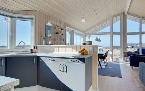 Ulf - 100M from the Sea: Home, Ceiling, Countertop, Kitchen, Cabinetry, Light Fixture, Sink, Kitchen & Dining Room Table, Chair, Hardwood