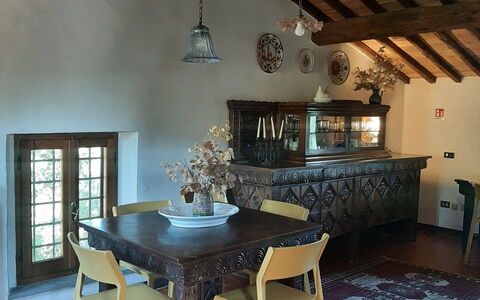 Casa Mulinello: Table, Furniture, Property, Chair, Wood, Interior Design, Lighting, Cabinetry, Window, Floor