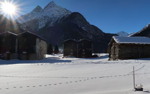 Chalet Molignon: Sky, Snow, Property, Mountain, Window, Light, Building, Nature, Cloud, Slope