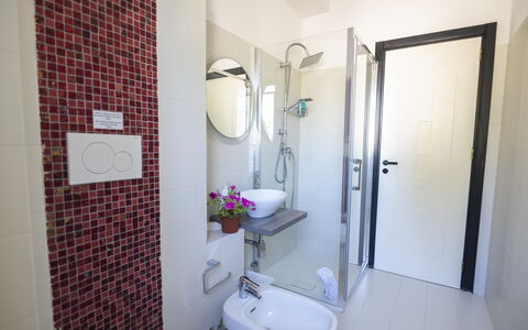 Villa Sole Martina Franca: Bathroom, Plumbing Fixture, Interior Design, Flooring, Floor, Bathroom Sink, Sink, Tap, Plumbing, Room
