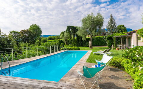 Villa Ulivo: Water, Plant, Cloud, Sky, Swimming Pool, Azure, Tree, Shade, Outdoor Furniture, Rectangle