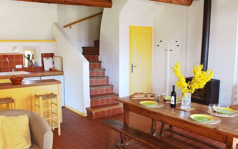 Saint Saturnin D'Apt 105: Room, Property, Building, Furniture, Interior Design, Yellow, House, Table, Ceiling, Floor