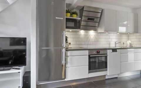 Alvild - 2.3Km from the Sea: Kitchen Appliance, Kitchen, Major Appliance, Countertop, Cabinetry, Flooring, Home Appliance, Furniture, Interior Design, Floor