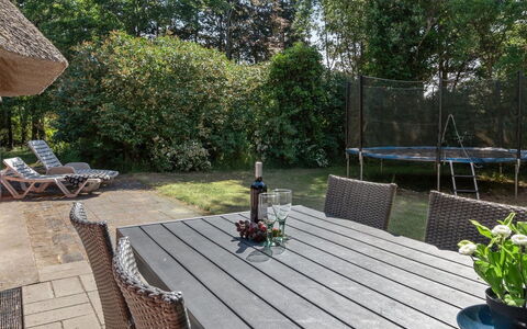 Gudmund - 3.9Km from the Sea: Furniture, Outdoor Furniture, Wood, Chair, Table, Outdoor Table, Garden, Shade, Backyard
